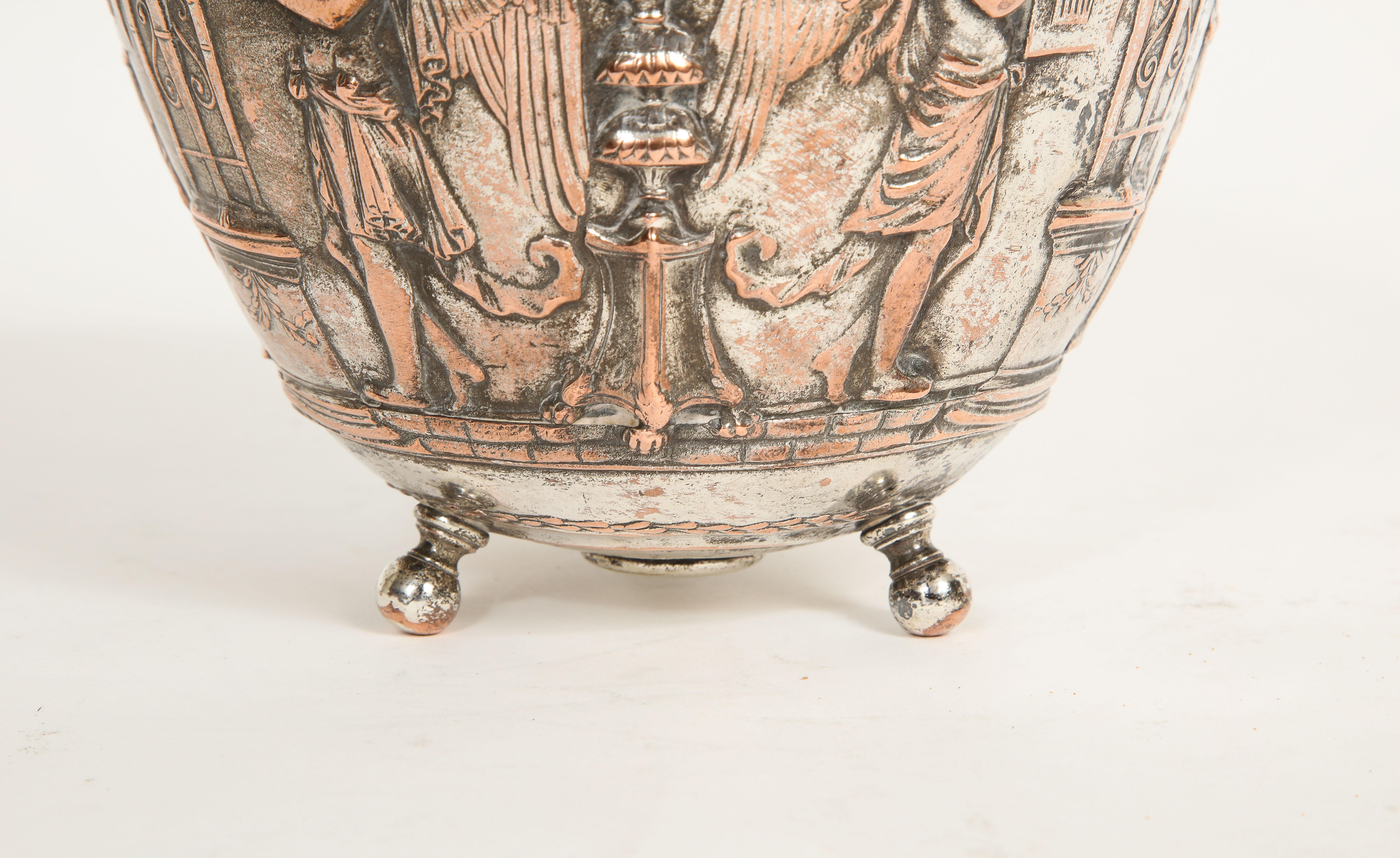 19th C. Silvered Bronze Neoclassical Covered Bowl, Att. E.F. Caldwell For Sale 6