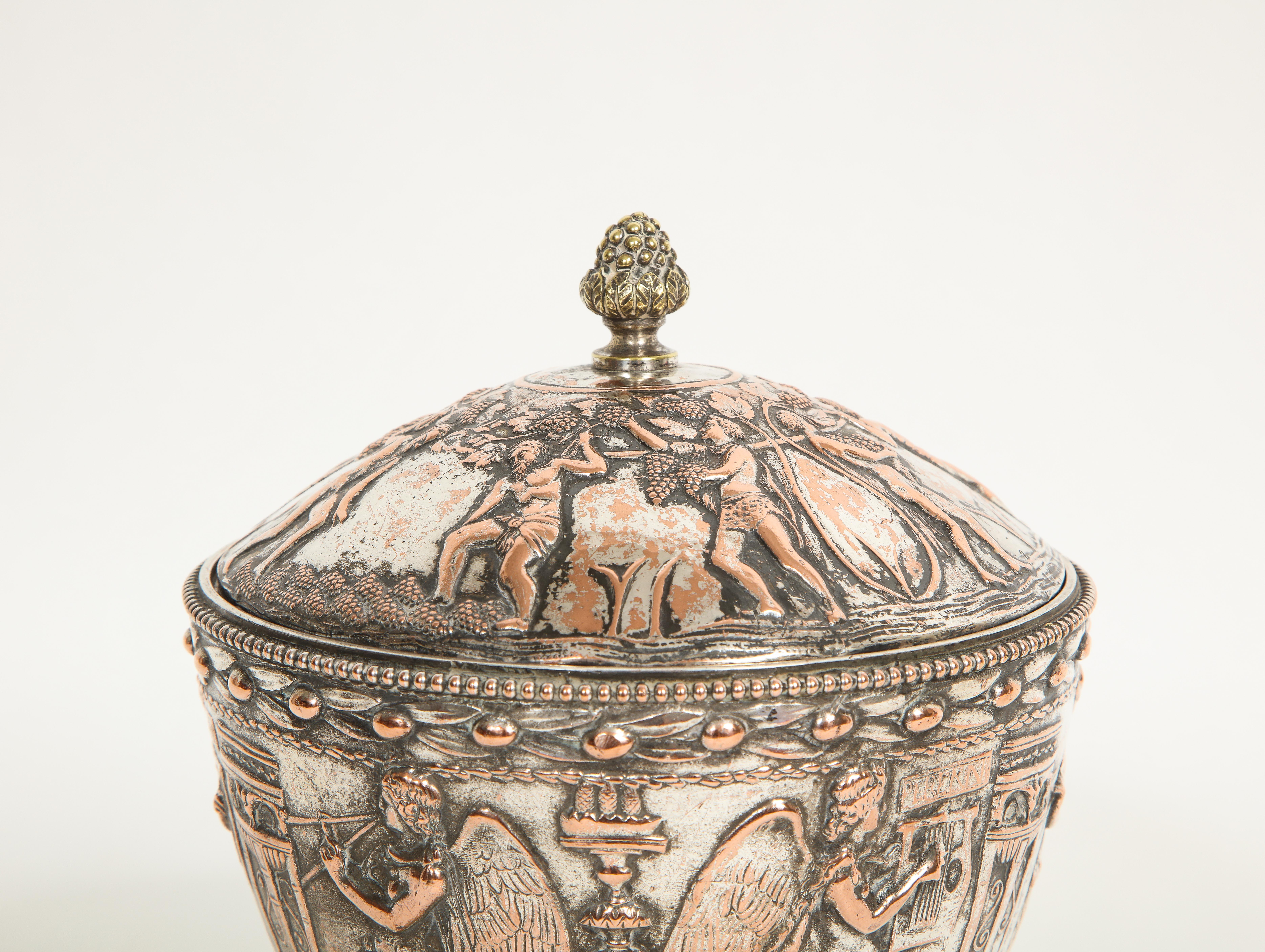 19th C. Silvered Bronze Neoclassical Covered Bowl, Att. E.F. Caldwell For Sale 7