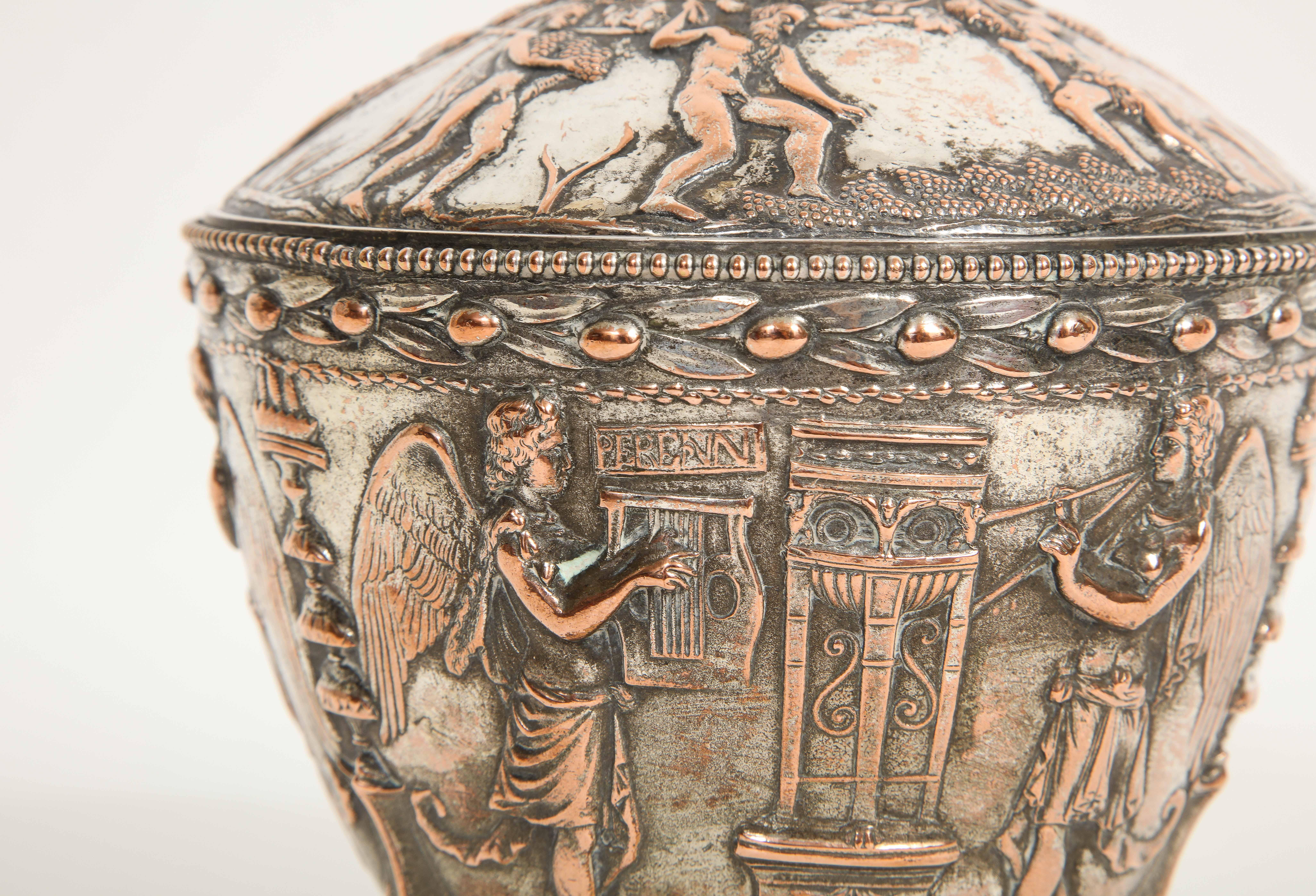 19th C. Silvered Bronze Neoclassical Covered Bowl, Att. E.F. Caldwell For Sale 8