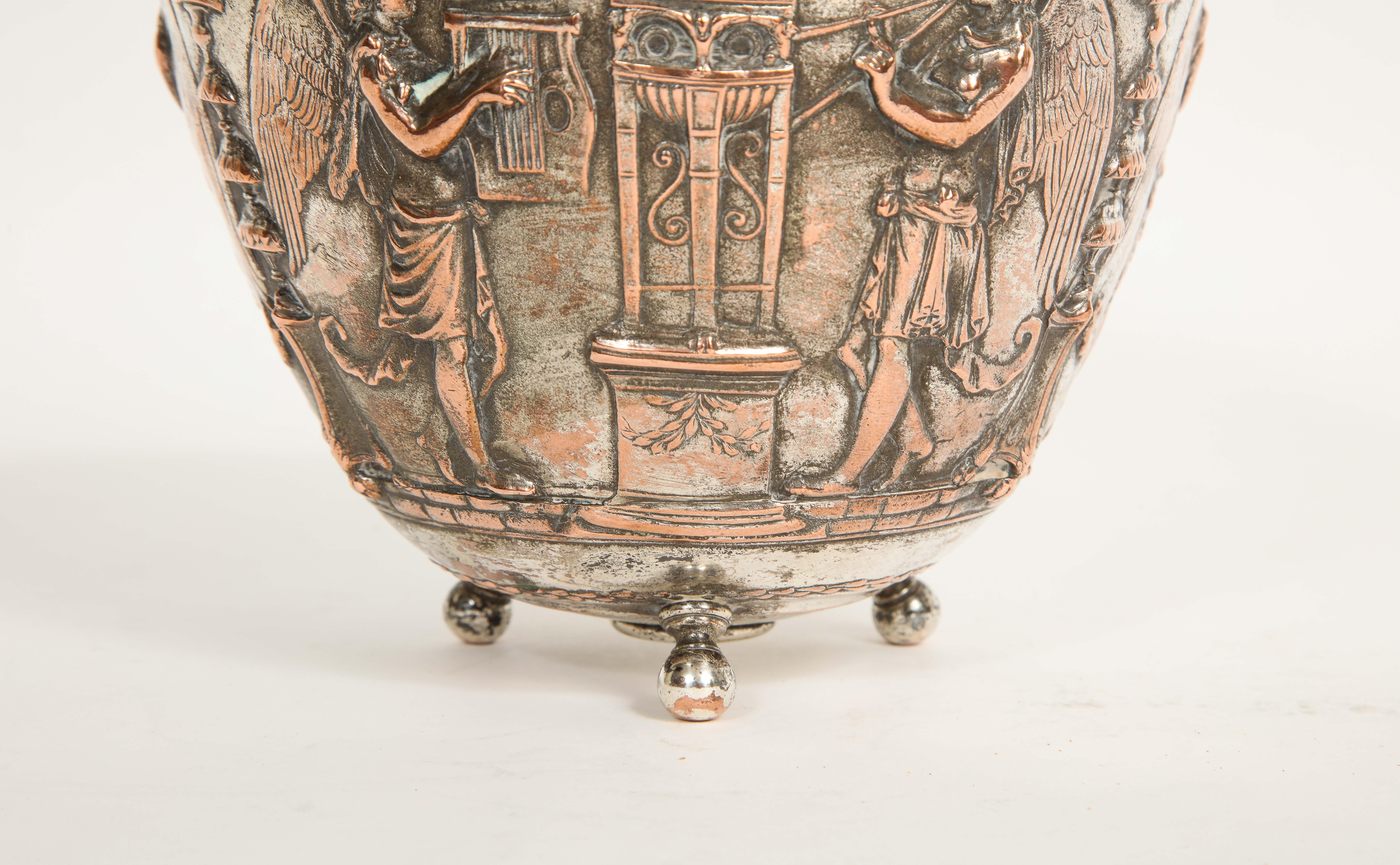 19th C. Silvered Bronze Neoclassical Covered Bowl, Att. E.F. Caldwell For Sale 9