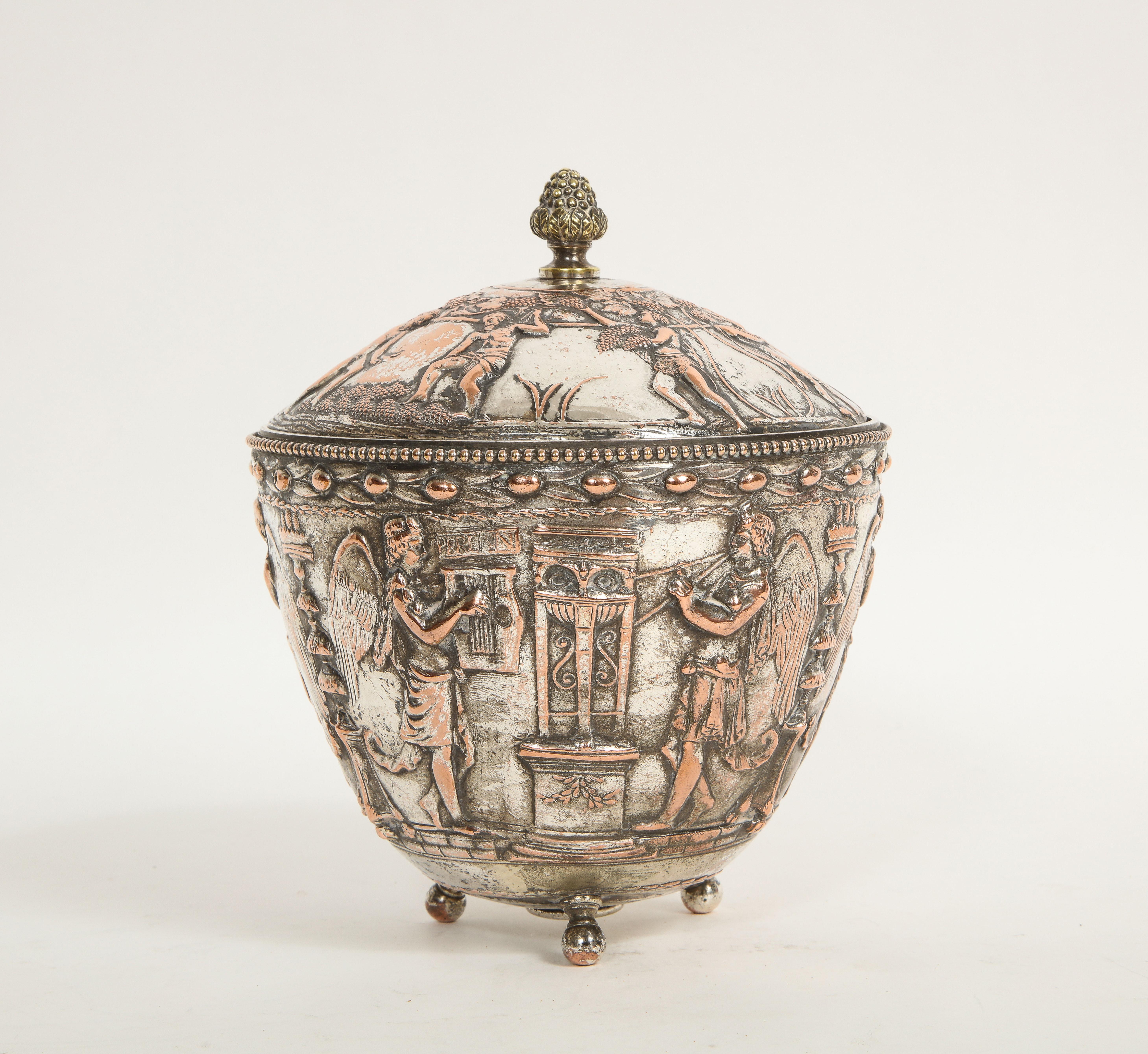 19th C. Silvered Bronze Neoclassical Covered Bowl, Att. E.F. Caldwell For Sale 10