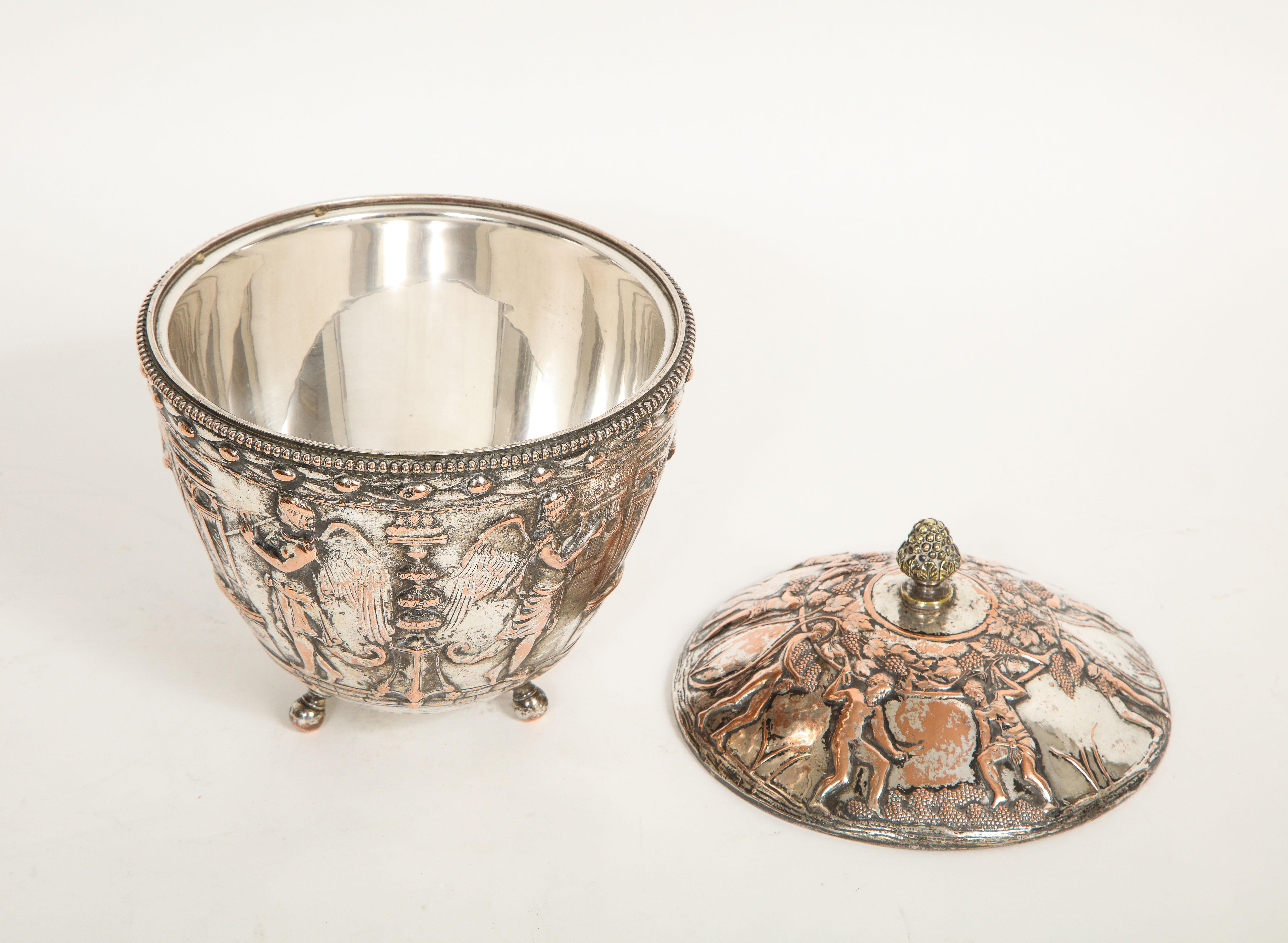 19th C. Silvered Bronze Neoclassical Covered Bowl, Att. E.F. Caldwell For Sale 12