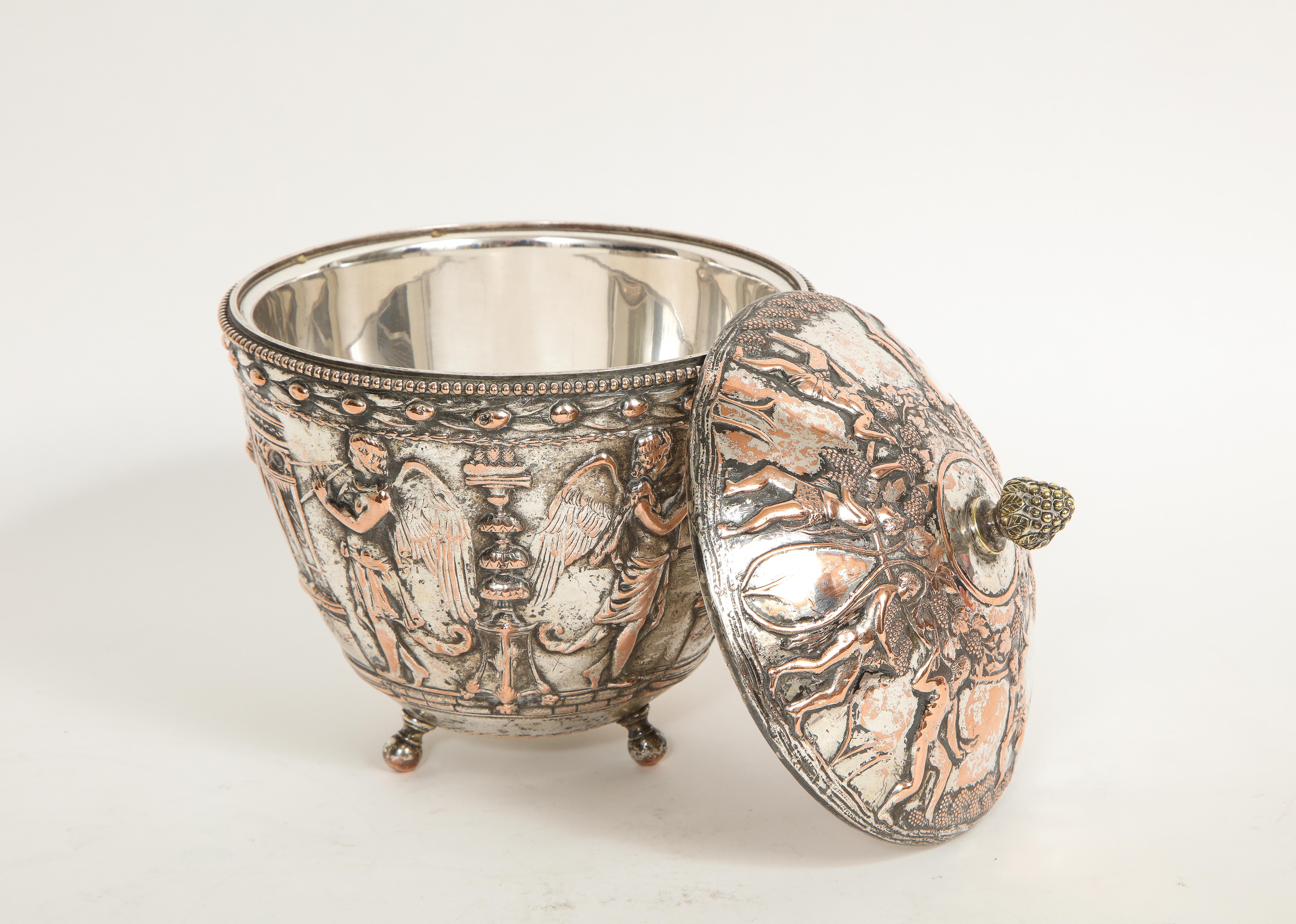 19th C. Silvered Bronze Neoclassical Covered Bowl, Att. E.F. Caldwell For Sale 13