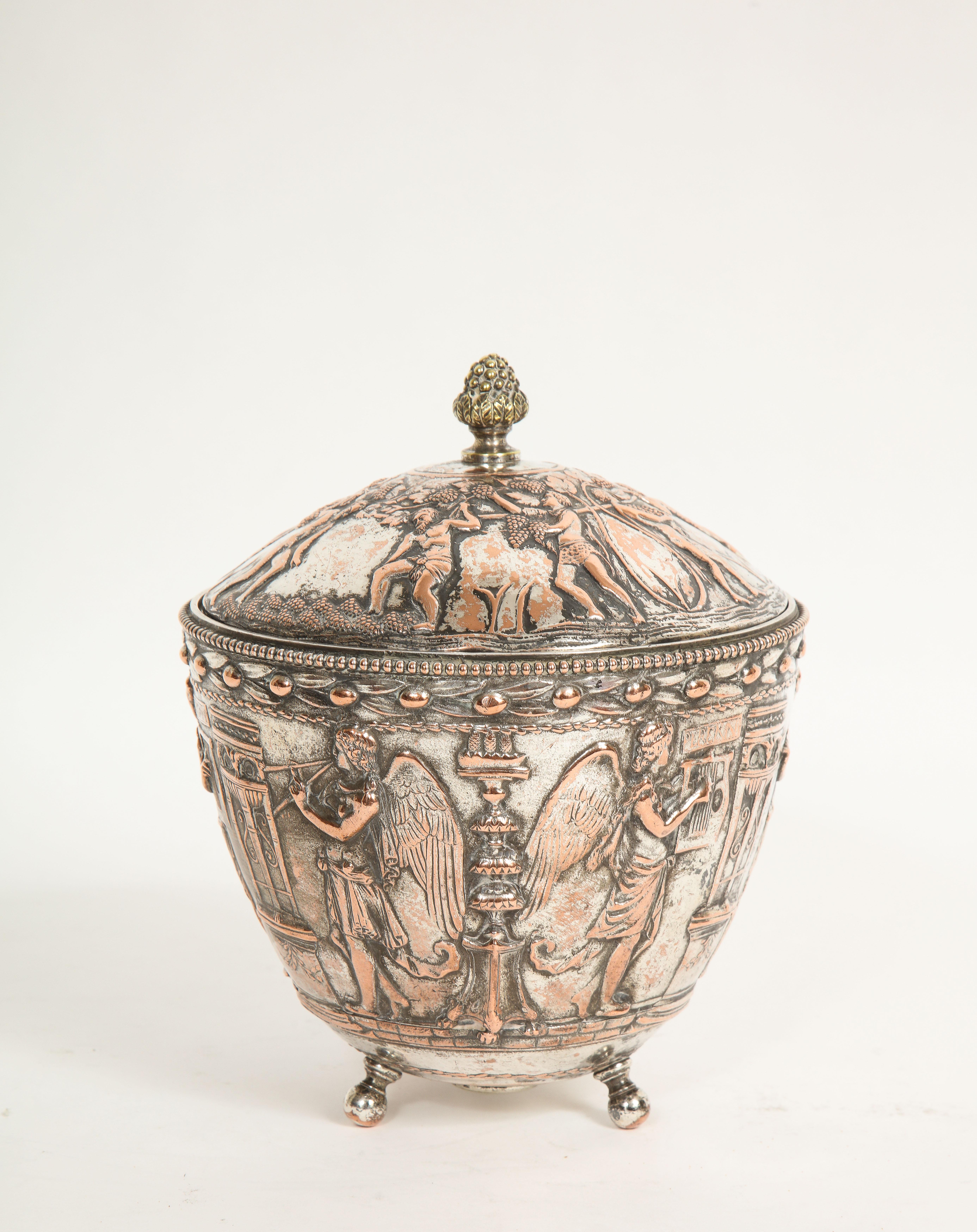 American 19th C. Silvered Bronze Neoclassical Covered Bowl, Att. E.F. Caldwell For Sale