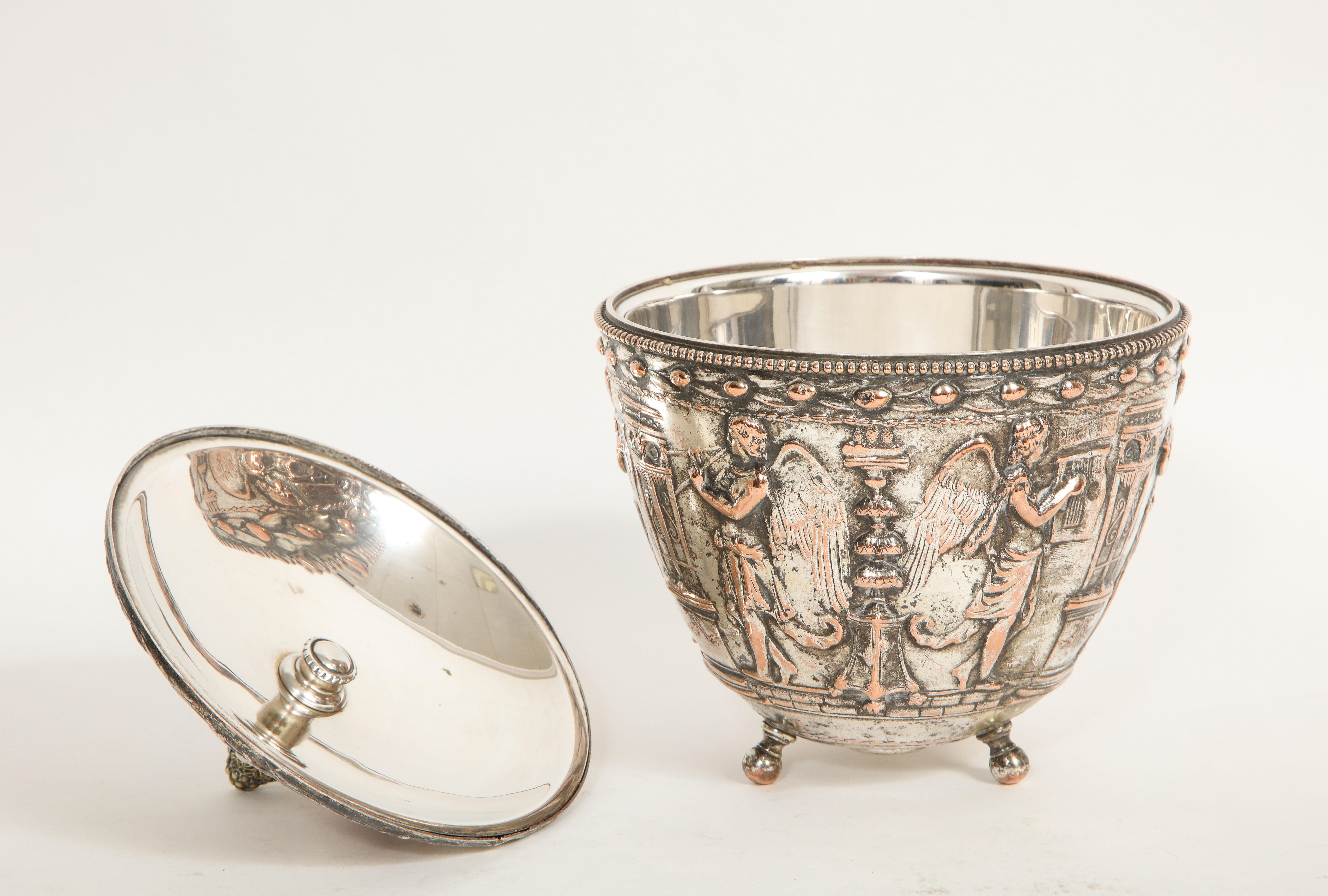 Late 19th Century 19th C. Silvered Bronze Neoclassical Covered Bowl, Att. E.F. Caldwell For Sale
