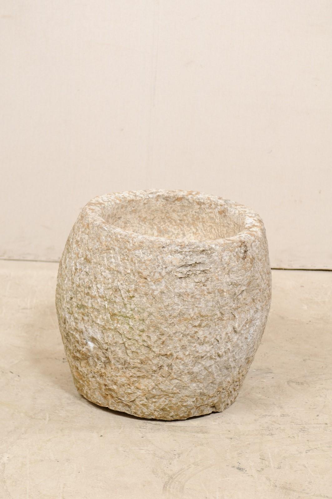 Hand-Carved 19th Century Spanish Large Hand Carved Stone Vessel or Basin