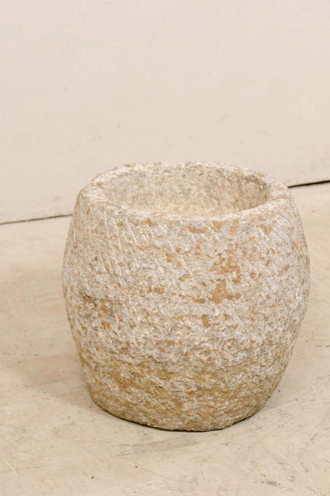 19th Century Spanish Large Hand Carved Stone Vessel or Basin In Good Condition In Atlanta, GA