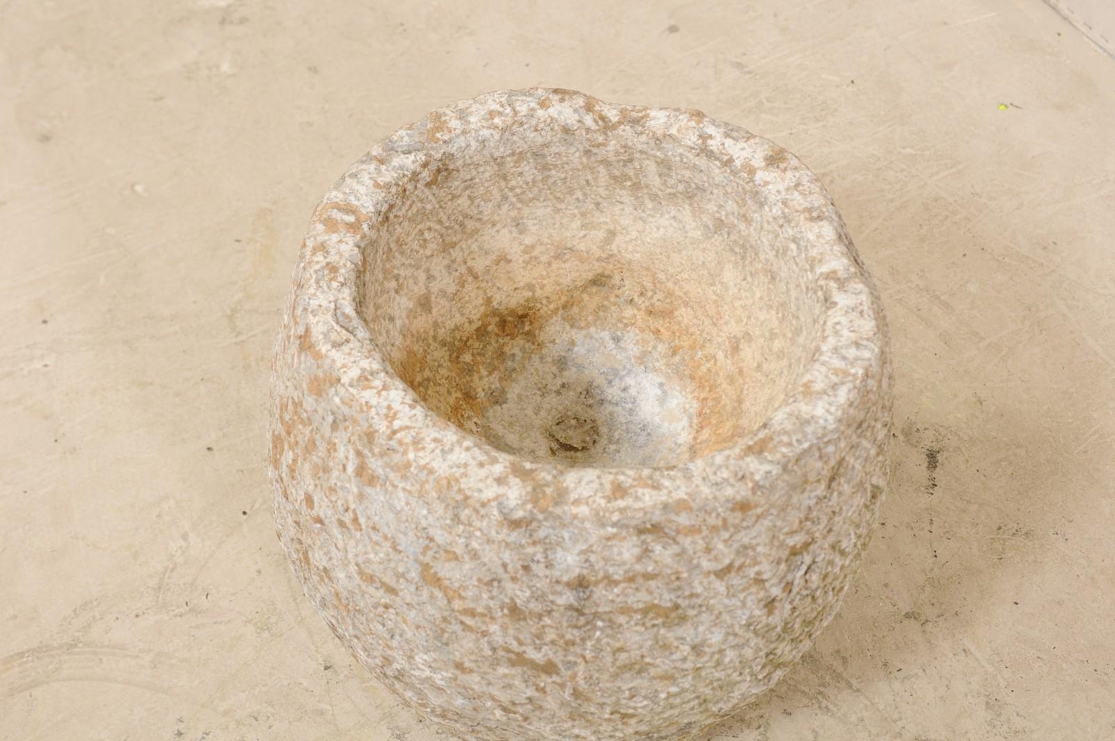 19th Century Spanish Large Hand Carved Stone Vessel or Basin 2