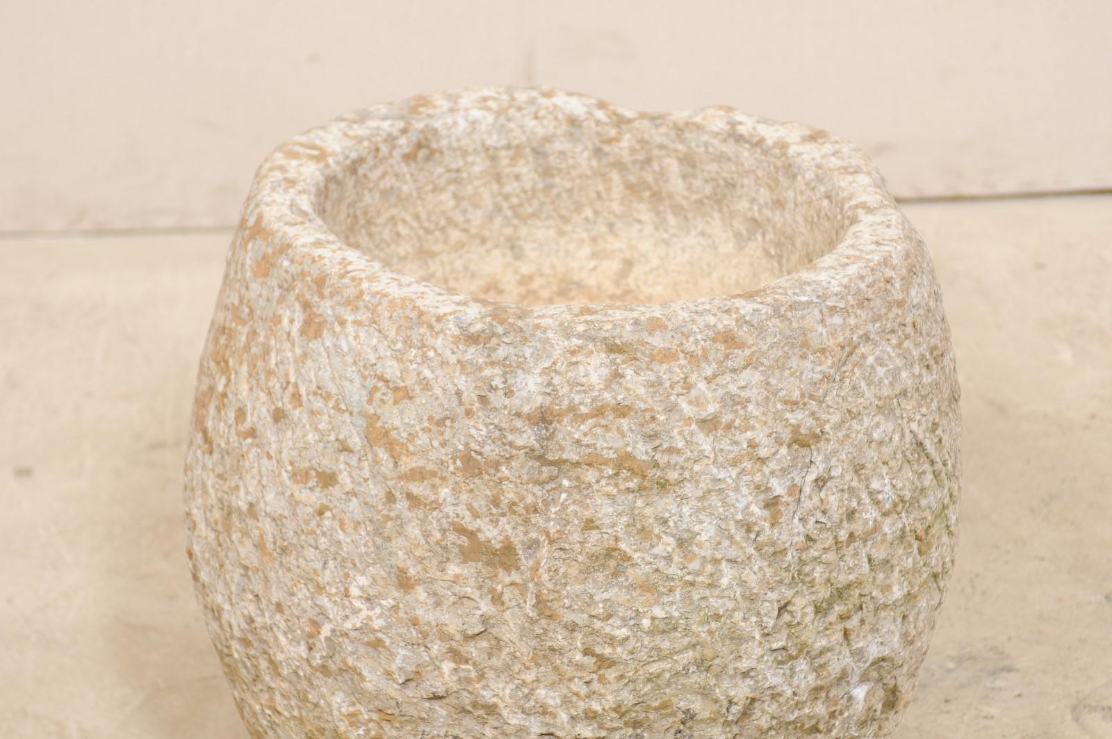 19th Century Spanish Large Hand Carved Stone Vessel or Basin 3