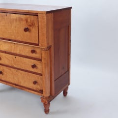 19th C Tiger Maple Dresser with Full Round Columns