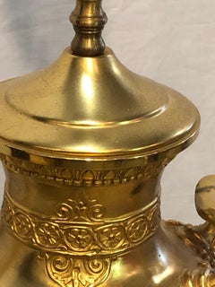 Doré Bronze Urn Mounted Table Lamp Gilded Nature Scene