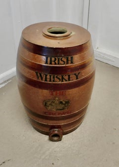 19th Century 10 Gallon Stoneware Irish Whiskey Barrel, from the Crown Inn