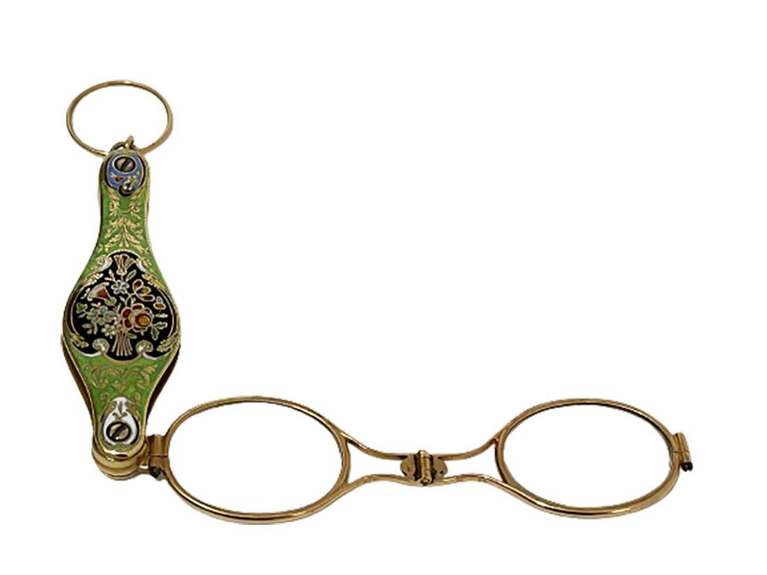 19th Century 14kt Gold and Enamel Lorgnette 6