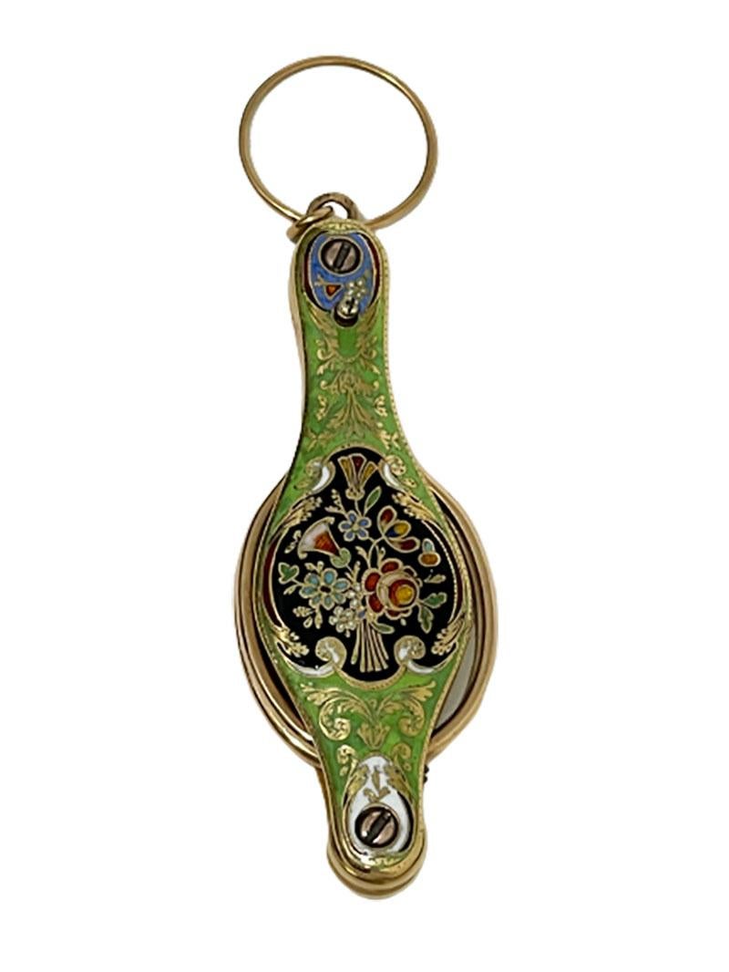 19th Century 14kt Gold and Enamel Lorgnette In Good Condition In Delft, NL