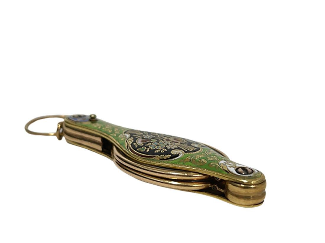 19th Century 14kt Gold and Enamel Lorgnette 2