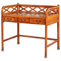 19th Century Anglo Chinese Wooden Writing Table or Desk with Lattice Gallery