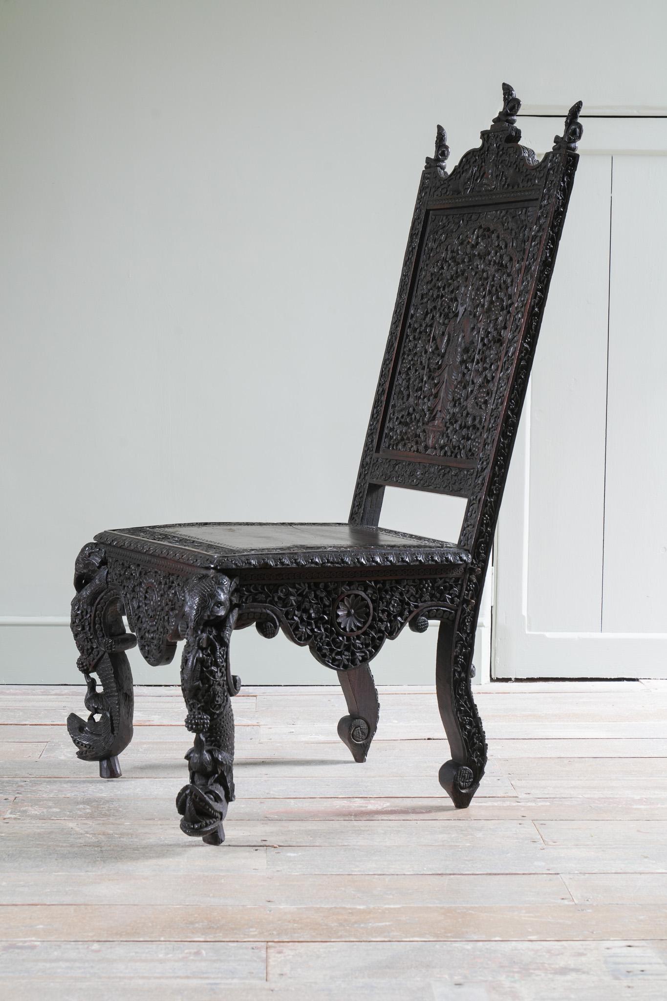 An Anglo-Indian rosewood side chair.

Excellent colour, form and scale.

Bombay, mid 19th century.
