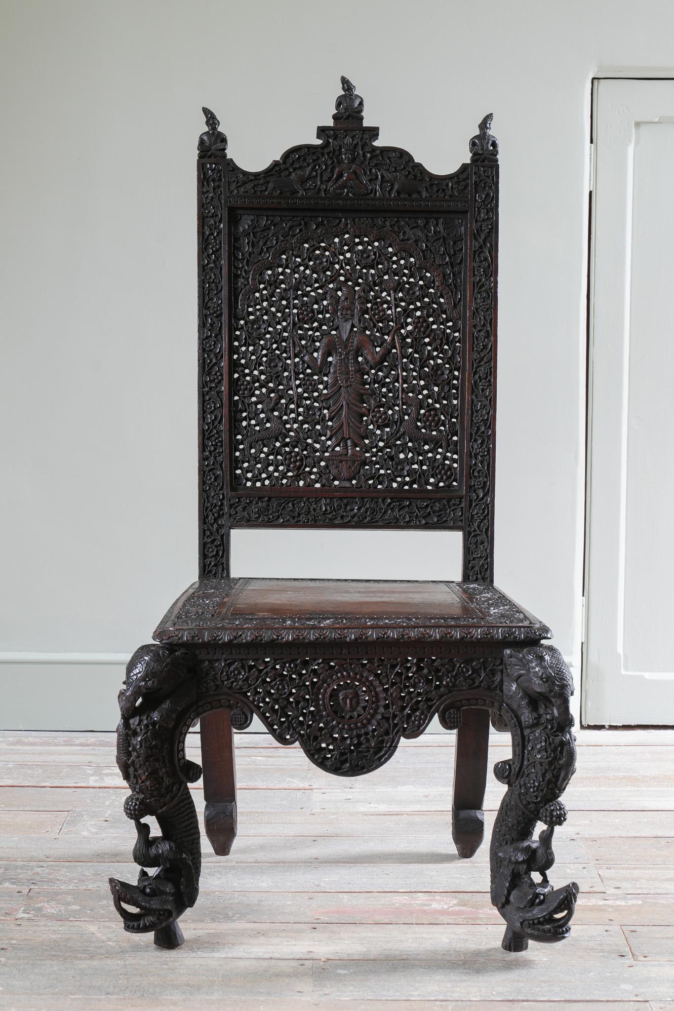 A 19th Century Anglo-Indian Side Chair In Good Condition For Sale In Conwy, GB