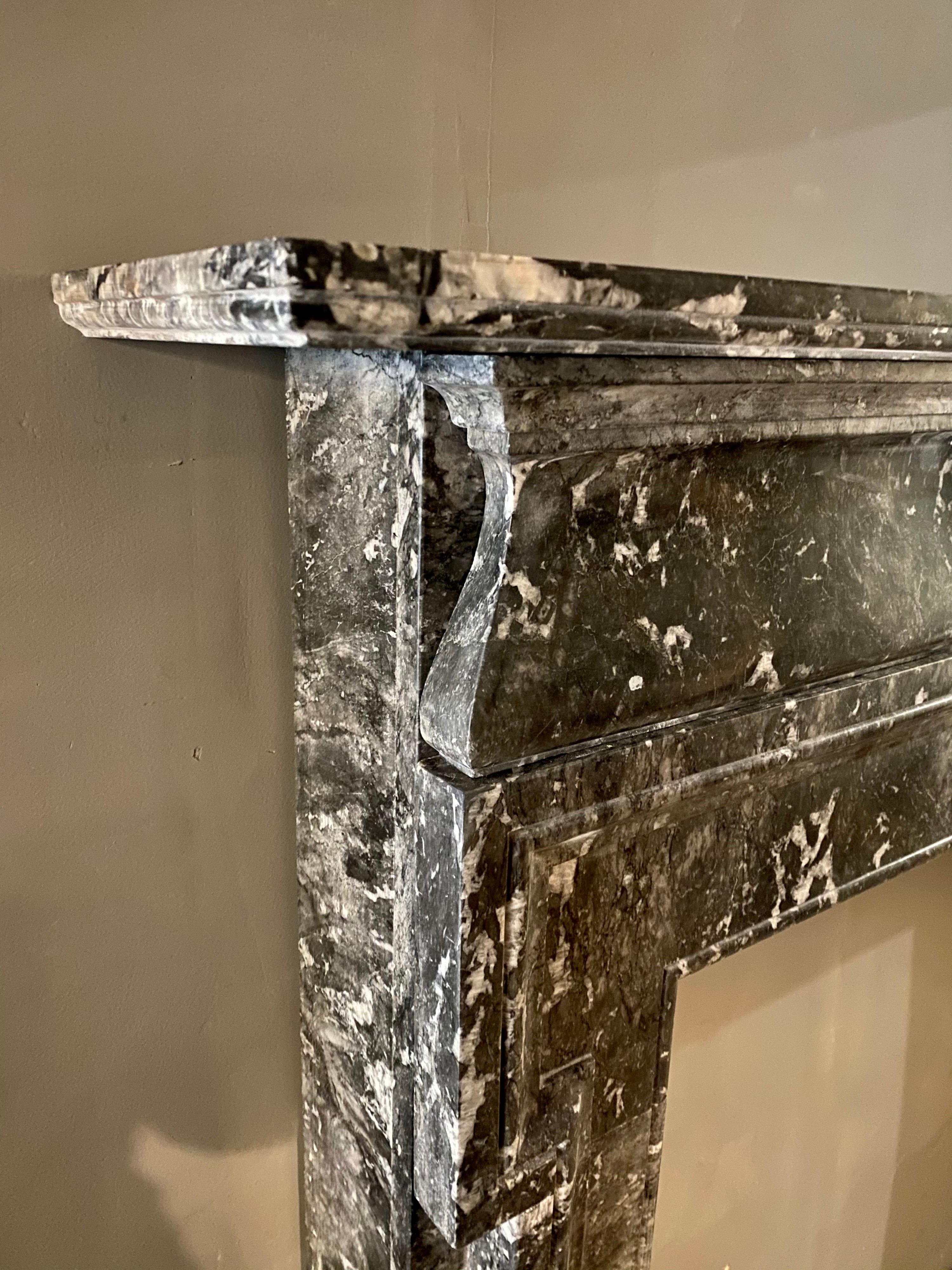 A 19th Century Antique Palladian Style Grey Fossil Marble Fireplace Mantel  In Good Condition In London, GB
