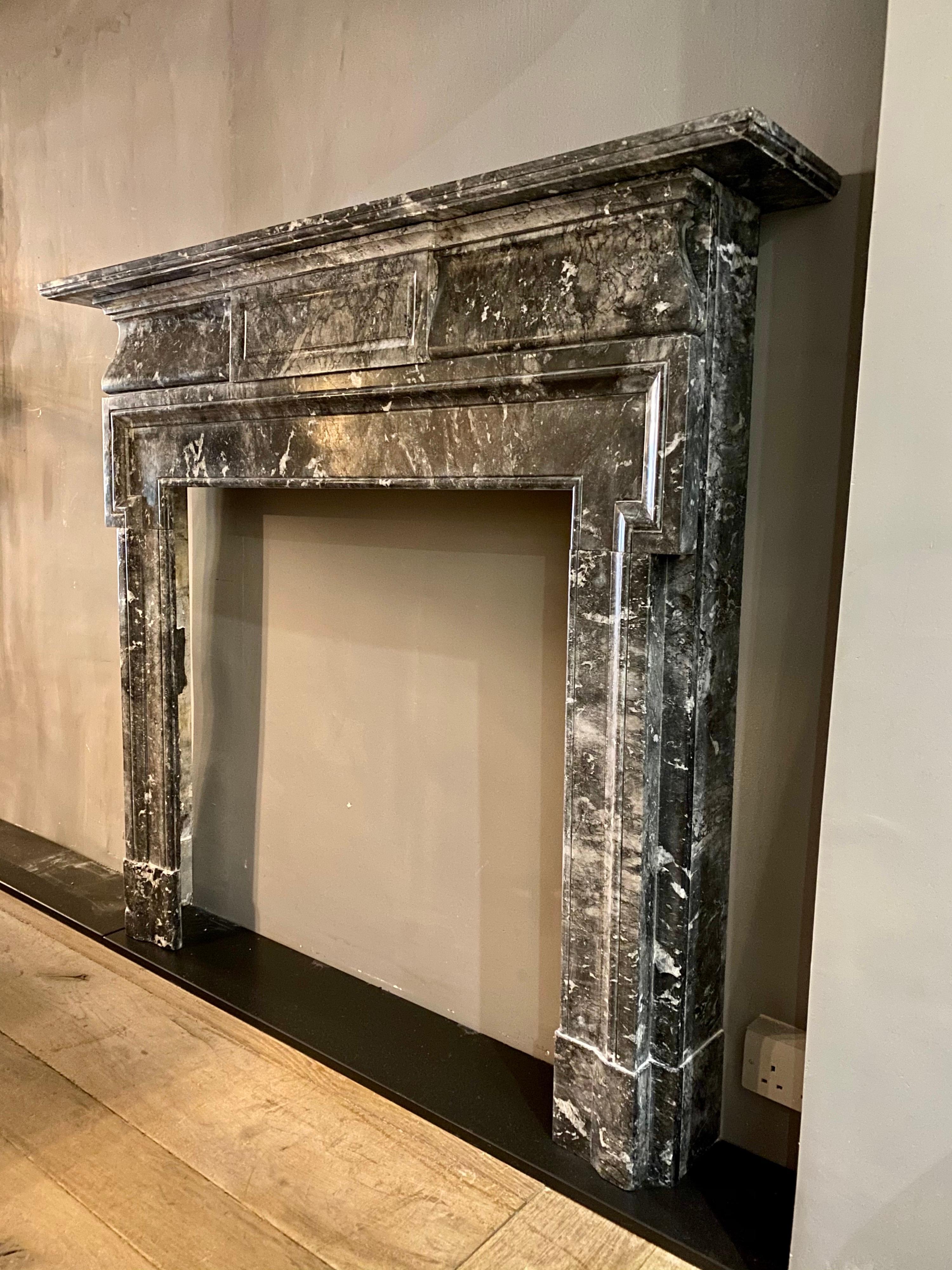 A 19th Century Antique Palladian Style Grey Fossil Marble Fireplace Mantel  2