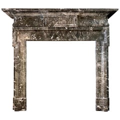 A 19th Century Antique Palladian Style Grey Fossil Marble Fireplace Mantel 