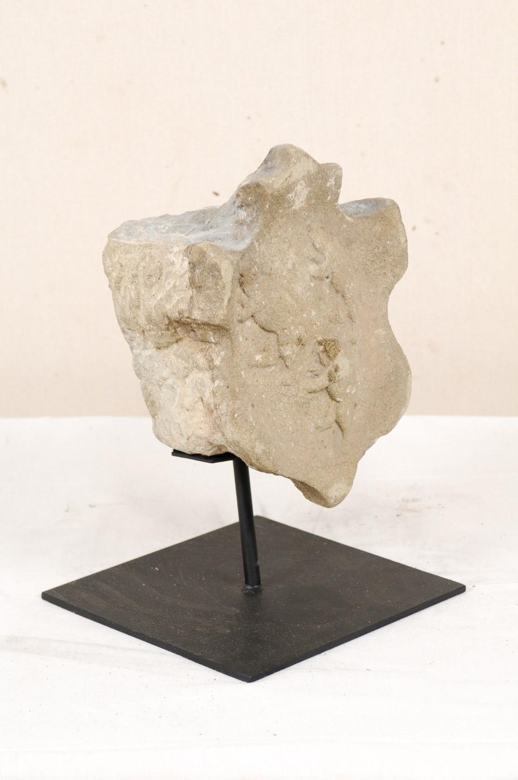 19th Century Aragon Stone Marker with Great Patina on Custom Stand, Spain 1