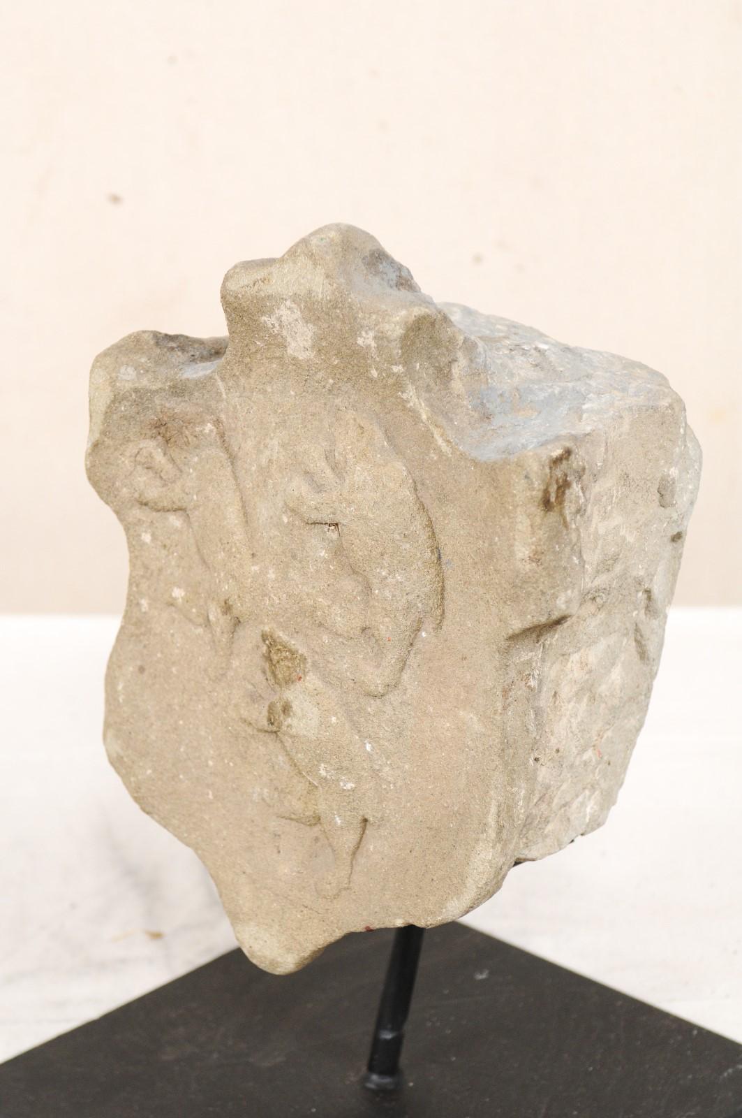 19th Century Aragon Stone Marker with Great Patina on Custom Stand, Spain 3