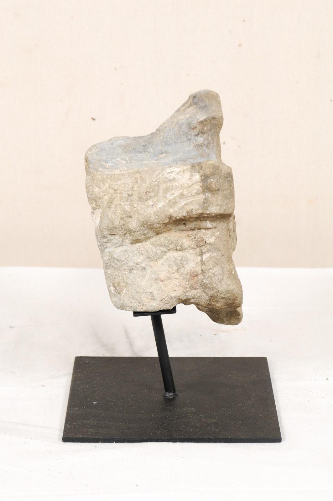 19th Century Aragon Stone Marker with Great Patina on Custom Stand, Spain 4