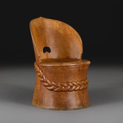 A 19th Century Austrian Alpine Dug Out Wooden Tub Chair