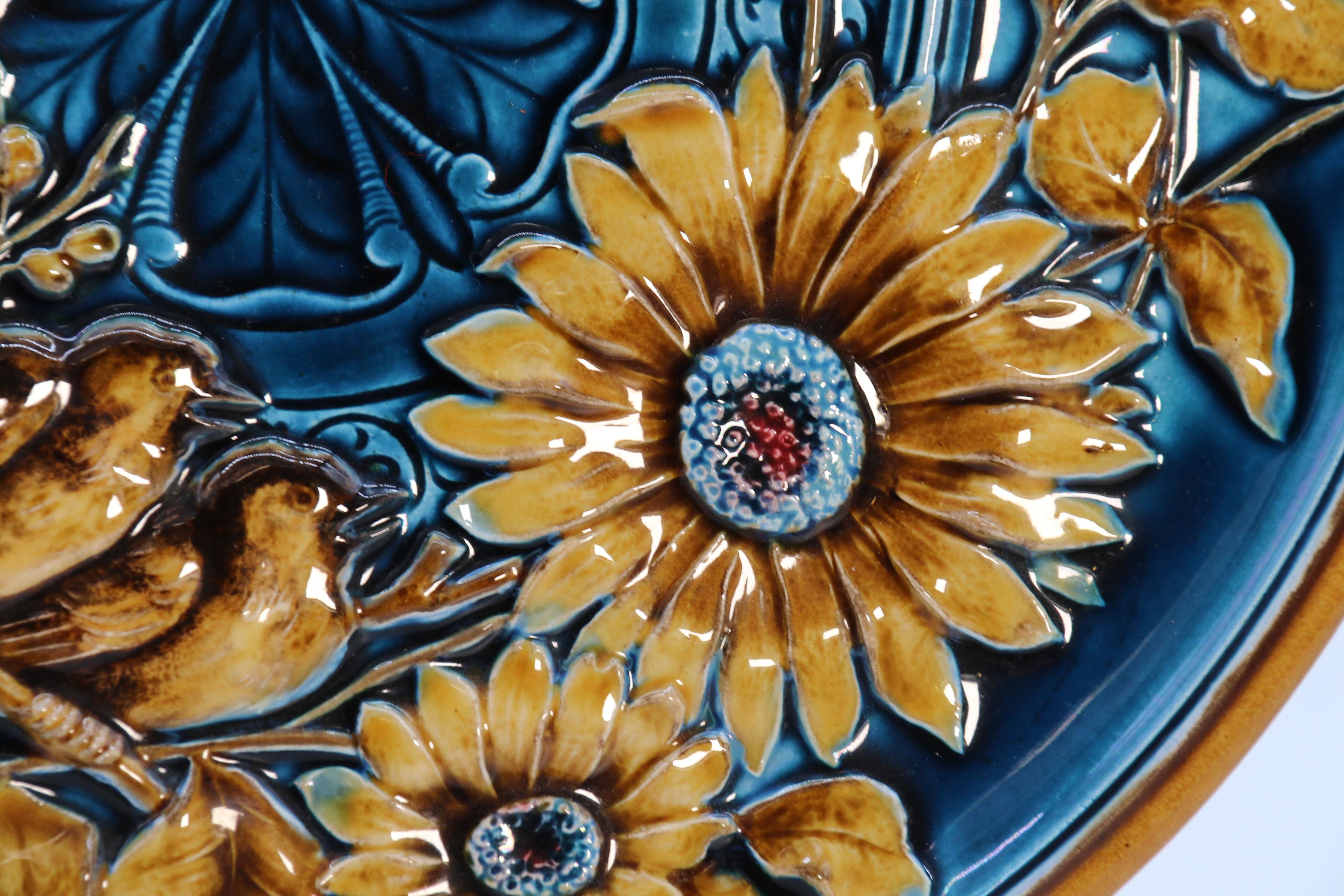 19th Century A 19th century Austrian majolica charger from the Gebruder Schutz factory C 1890 For Sale