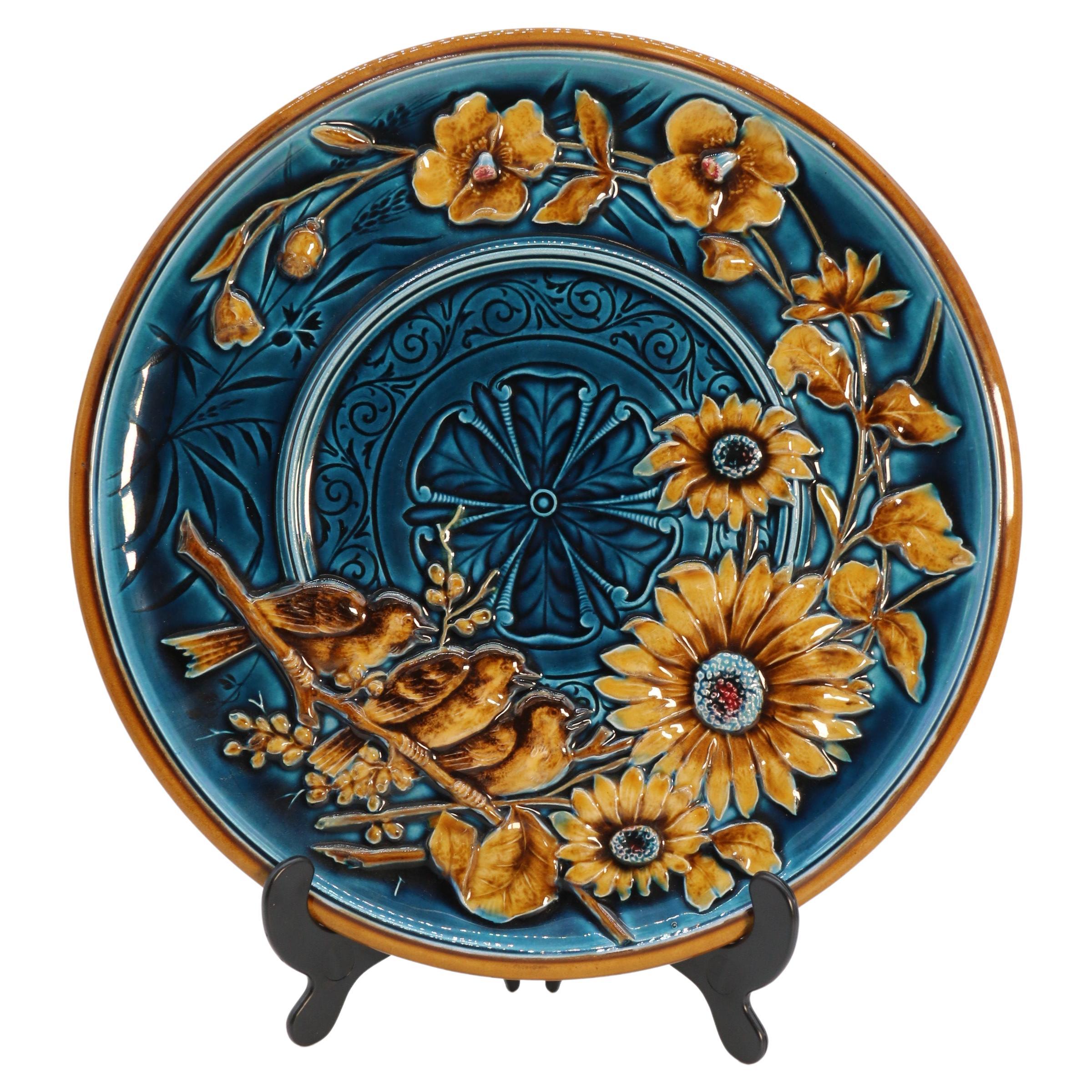 A 19th century Austrian majolica charger from the Gebruder Schutz factory C 1890 For Sale