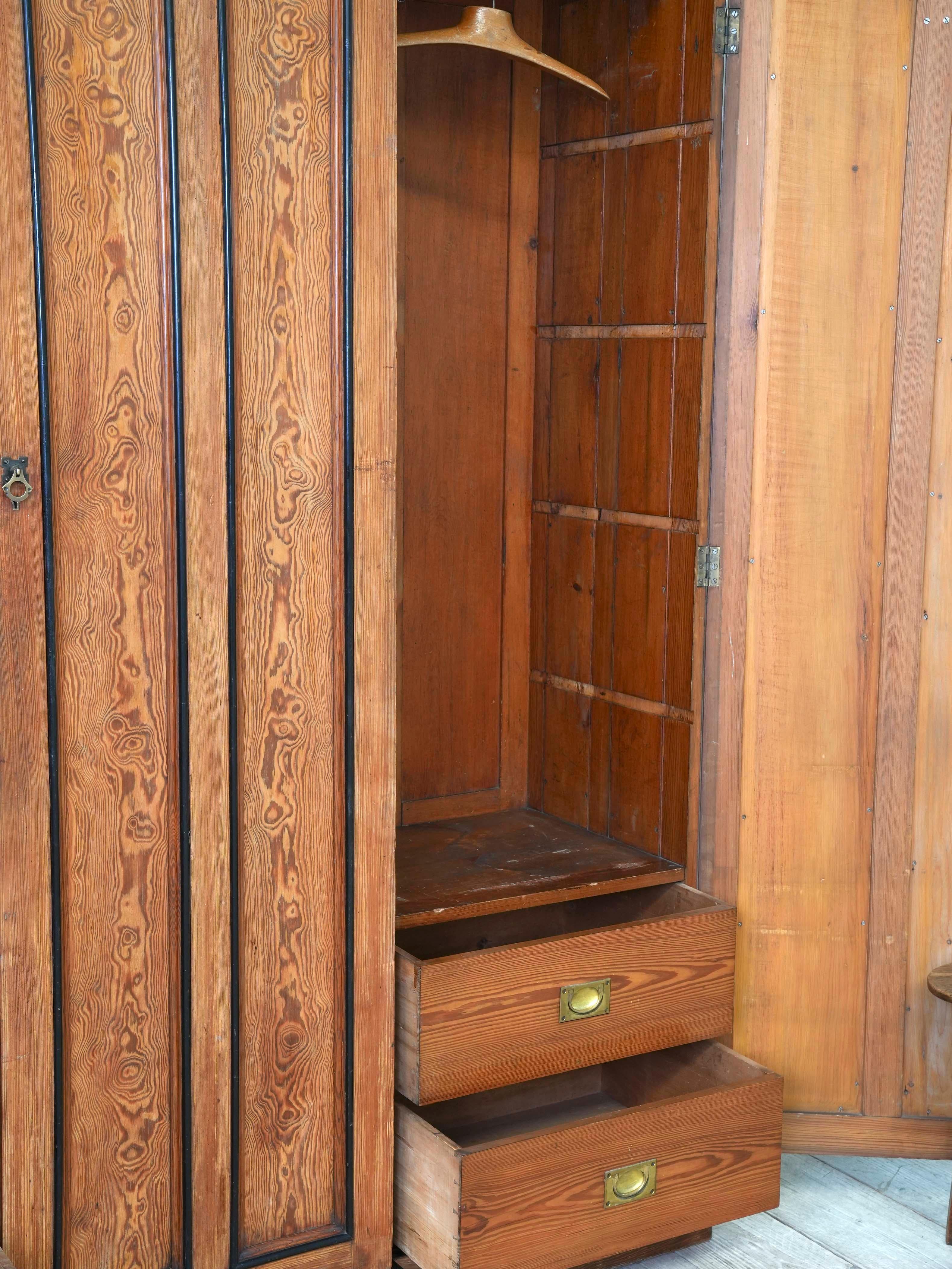 19th Century Baltic Pine Breakfront Wardrobe In Good Condition In Conwy, GB