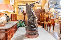 19th Century Beautiful Patinated Bronze Sculpture of a Female on an Eagle