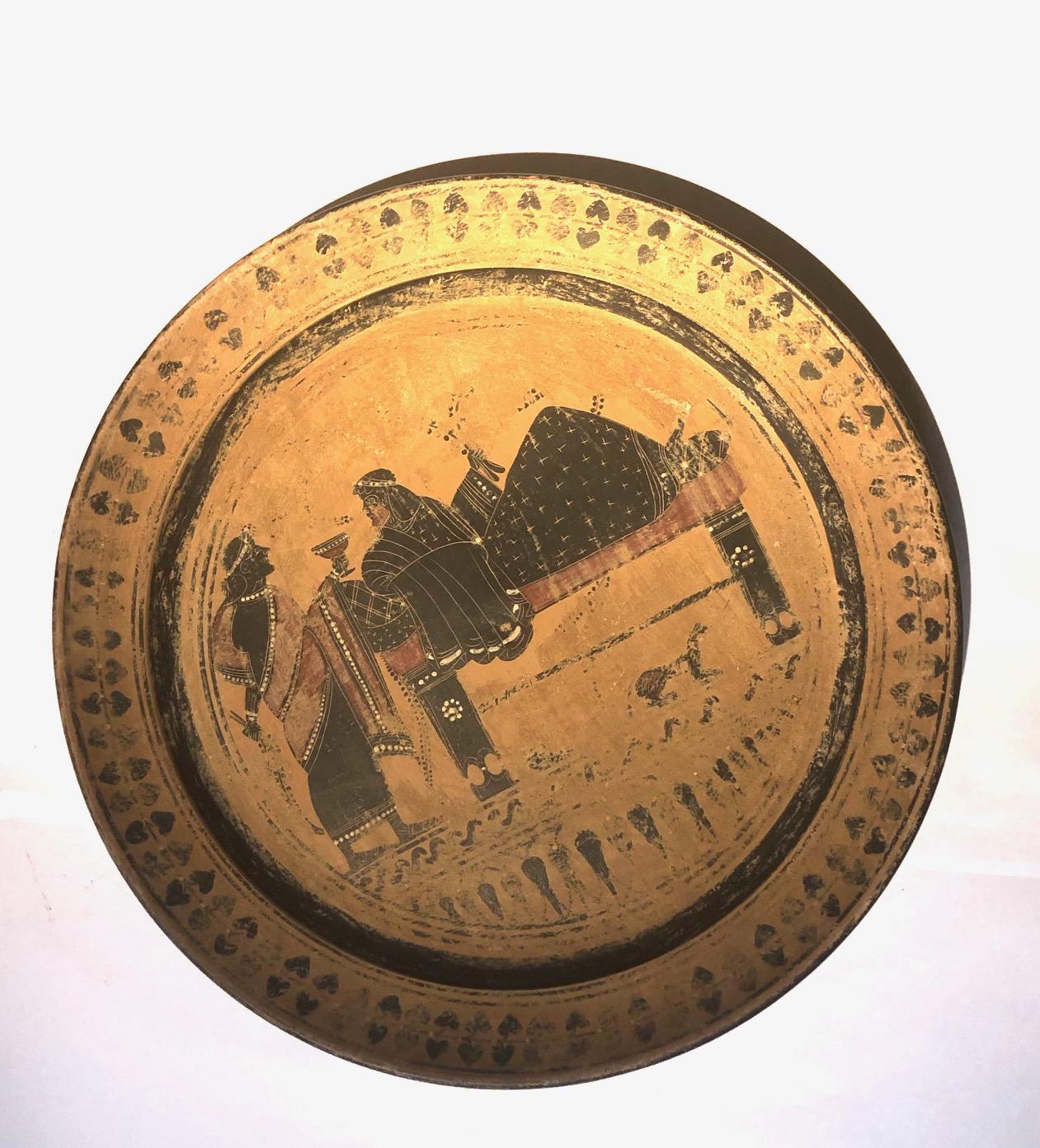 Neoclassical A 19th Century Black Figure Etruscan Archaic Style Grand Tour Plate For Sale