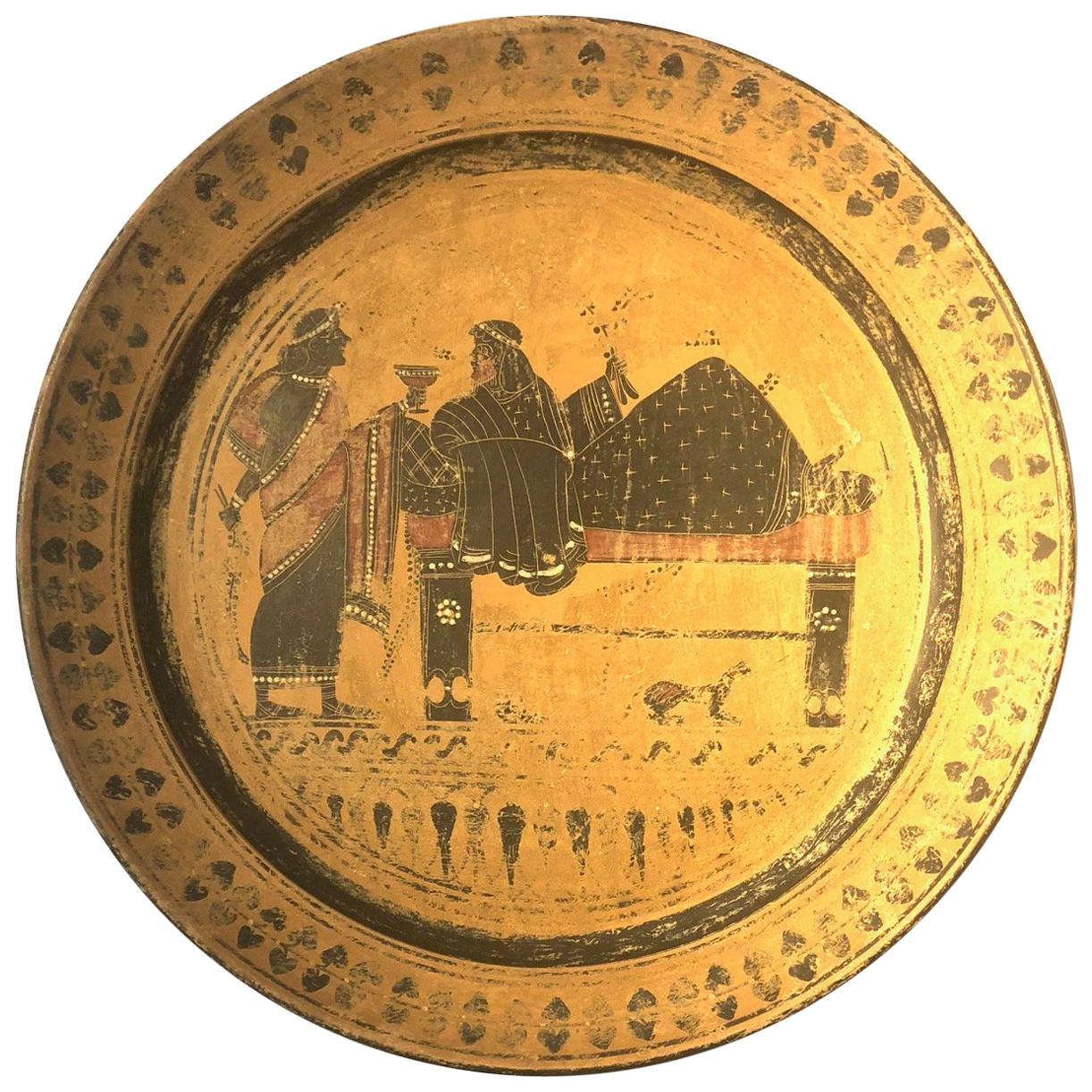 A 19th Century Black Figure Etruscan Archaic Style Grand Tour Plate For Sale