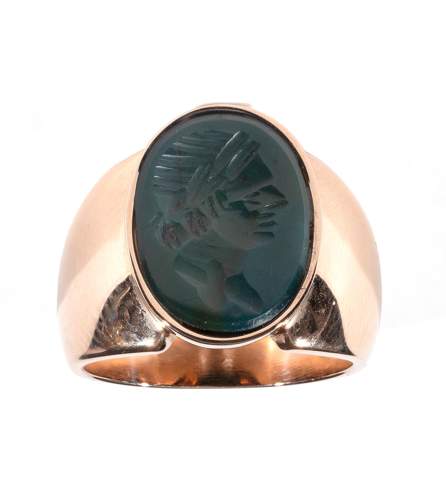 George III 19th Century Bloodstone Intaglio Ring