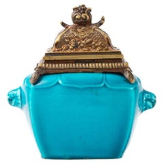 A 19th century Blue And Bronze Inkwell By Théodore Deck