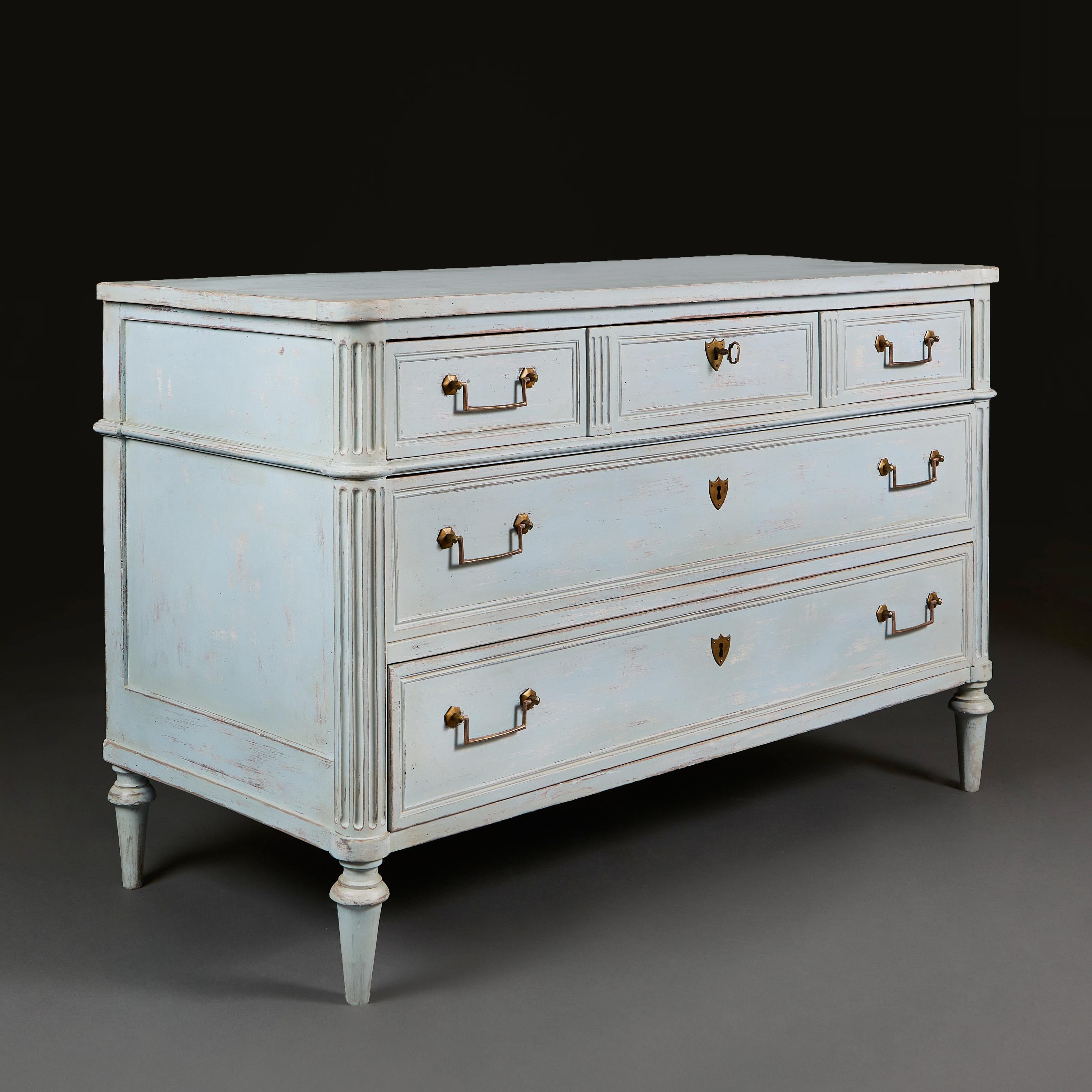19th Century Blue Painted Chest of Drawers In Good Condition In London, GB