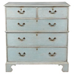 19th Century Blue Painted Chest of Drawers Antique 19th Century Blue Painted Chest of Drawers