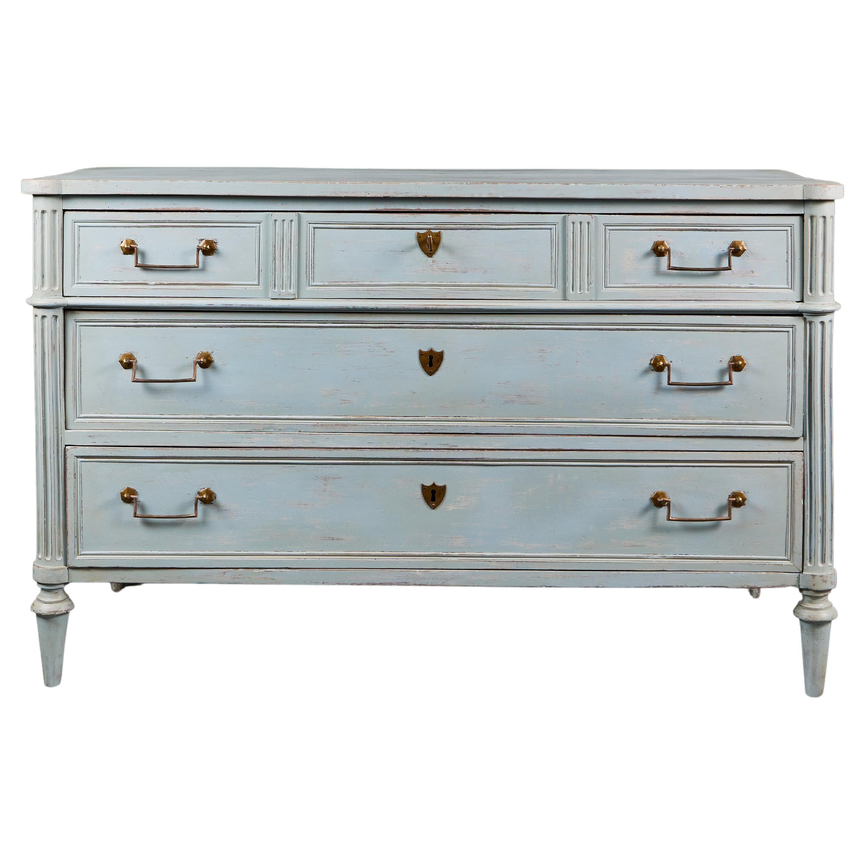 19th Century Blue Painted Chest of Drawers