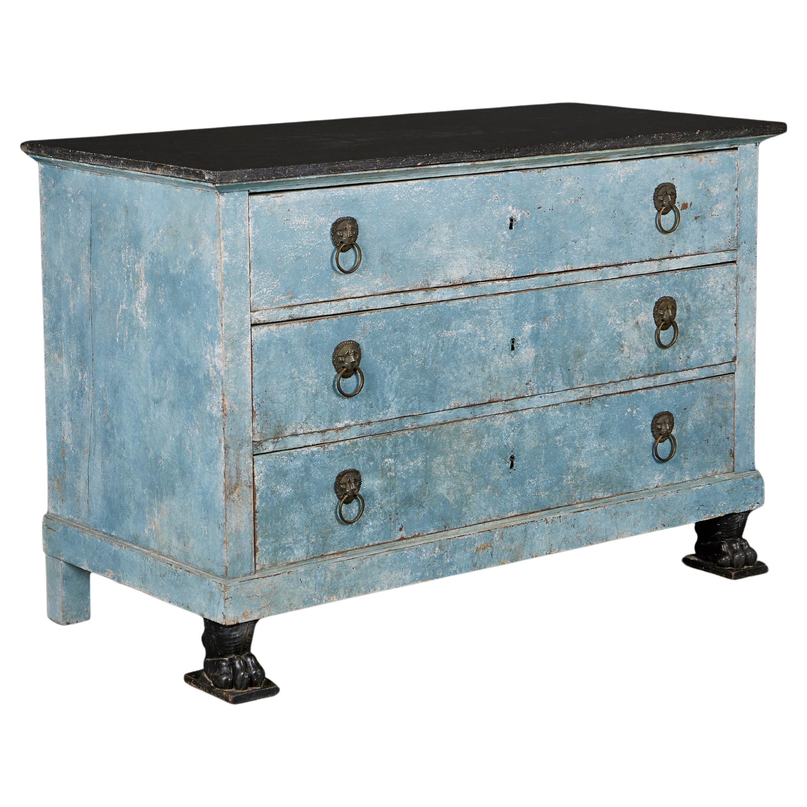A 19TH Century Blue Painted Commode For Sale