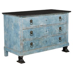 Antique A 19TH Century Blue Painted Commode