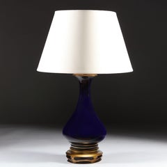 19th Century Blue Sèvres Porcelain Vase as a Table Lamp with Brass Mounts