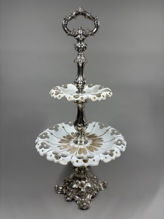 A 19th century Bohemian cut glass and silver epergne centerpiece circa 1850