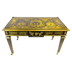 19th Century Brass Inlaid French Boulle Style Desk