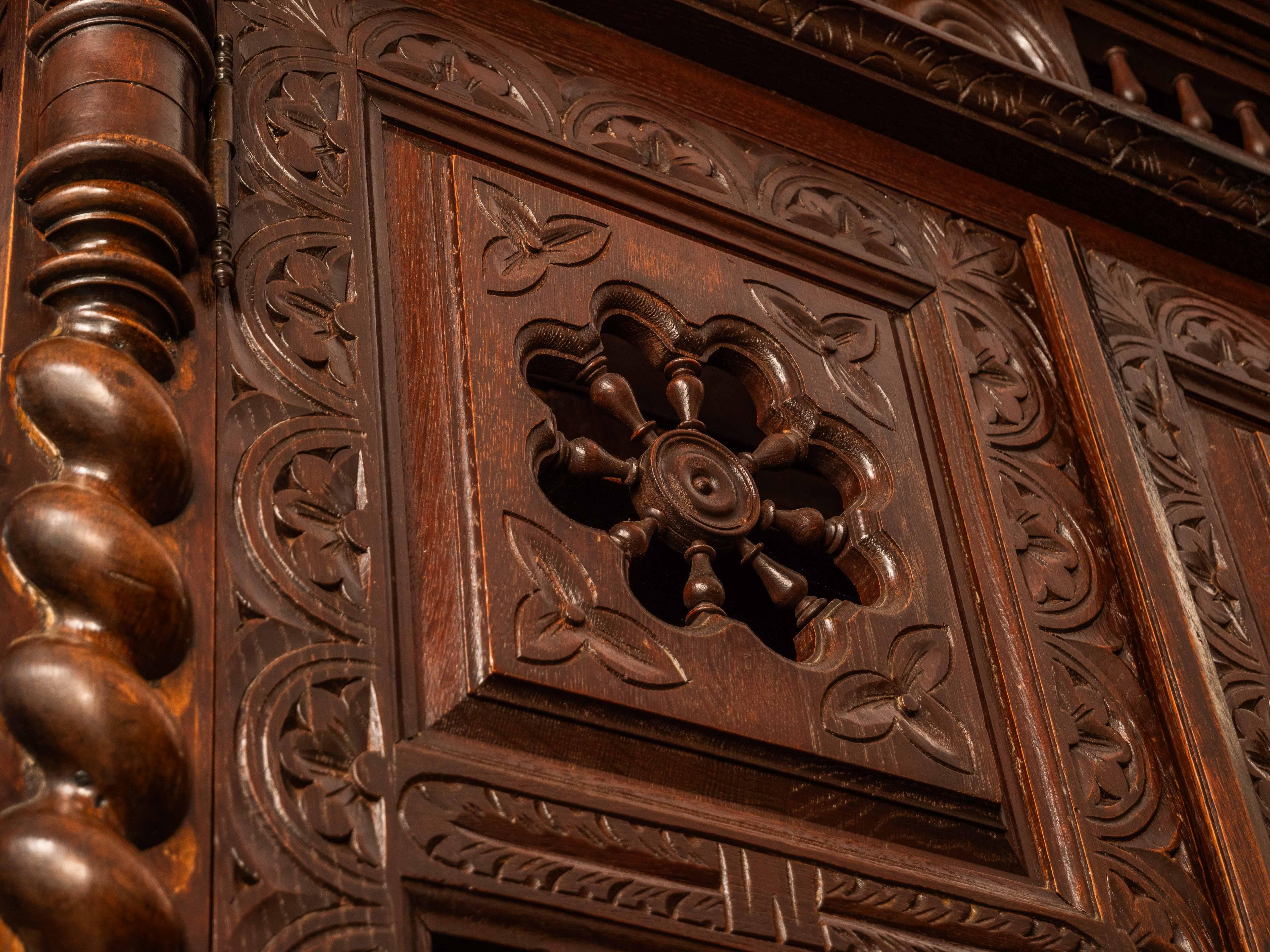 Hand-Carved A 19th century Breton cabinet. Master carving For Sale
