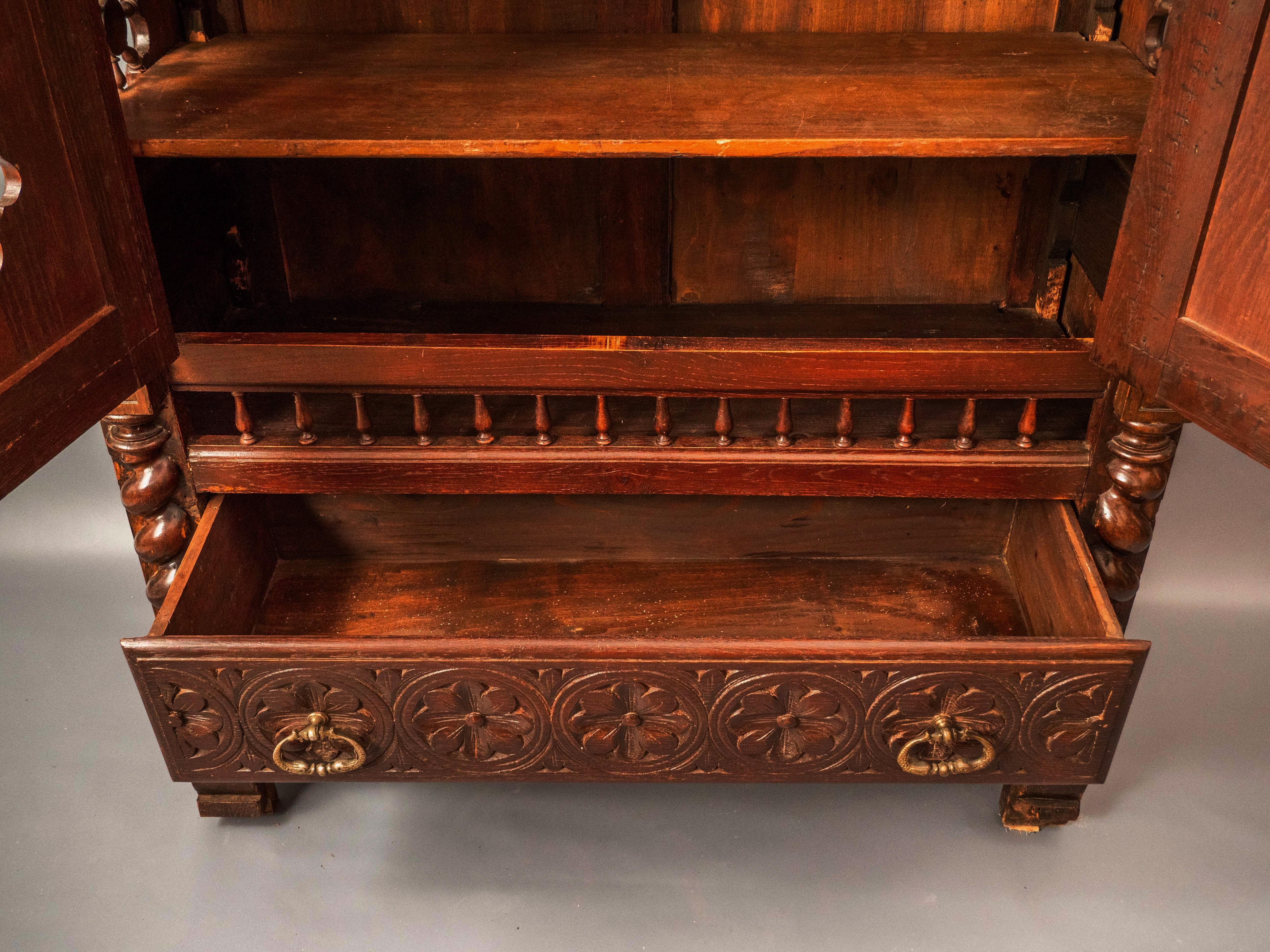 Late 19th Century A 19th century Breton cabinet. Master carving For Sale