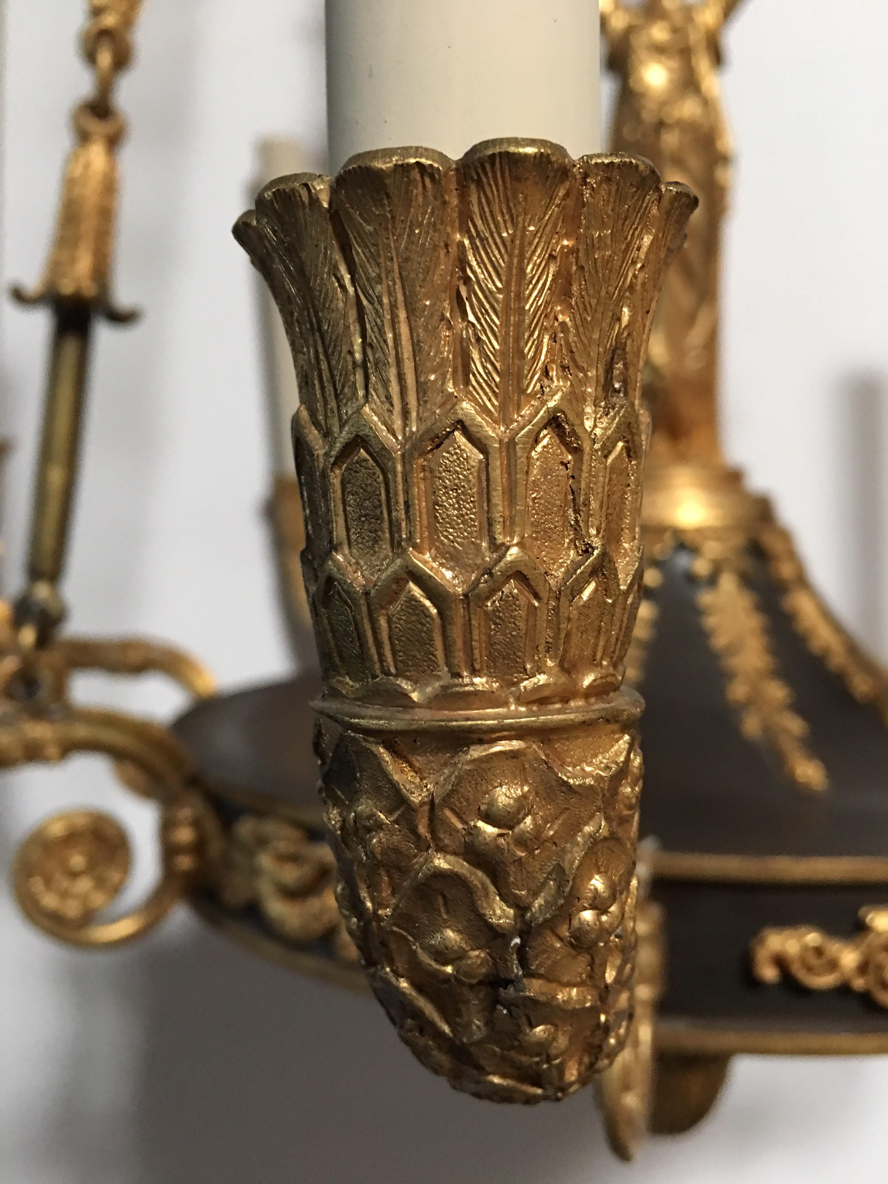 Kronleuchter im Empire-Stil aus Bronze und Bronze, 19. Jahrhundert im Angebot 4
