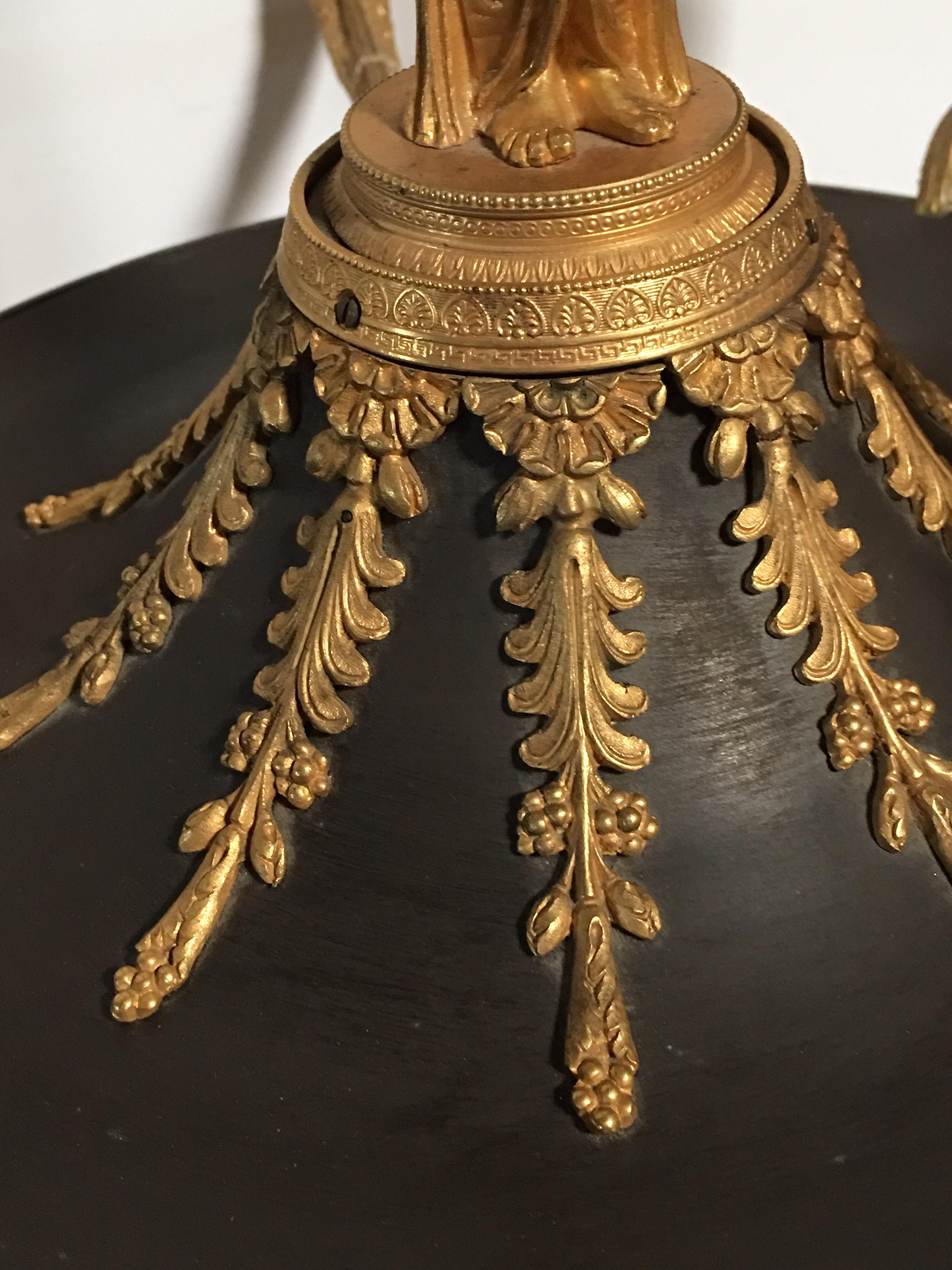 19th Century Bronze and Bronze Dore Empire Style Chandelier For Sale 6