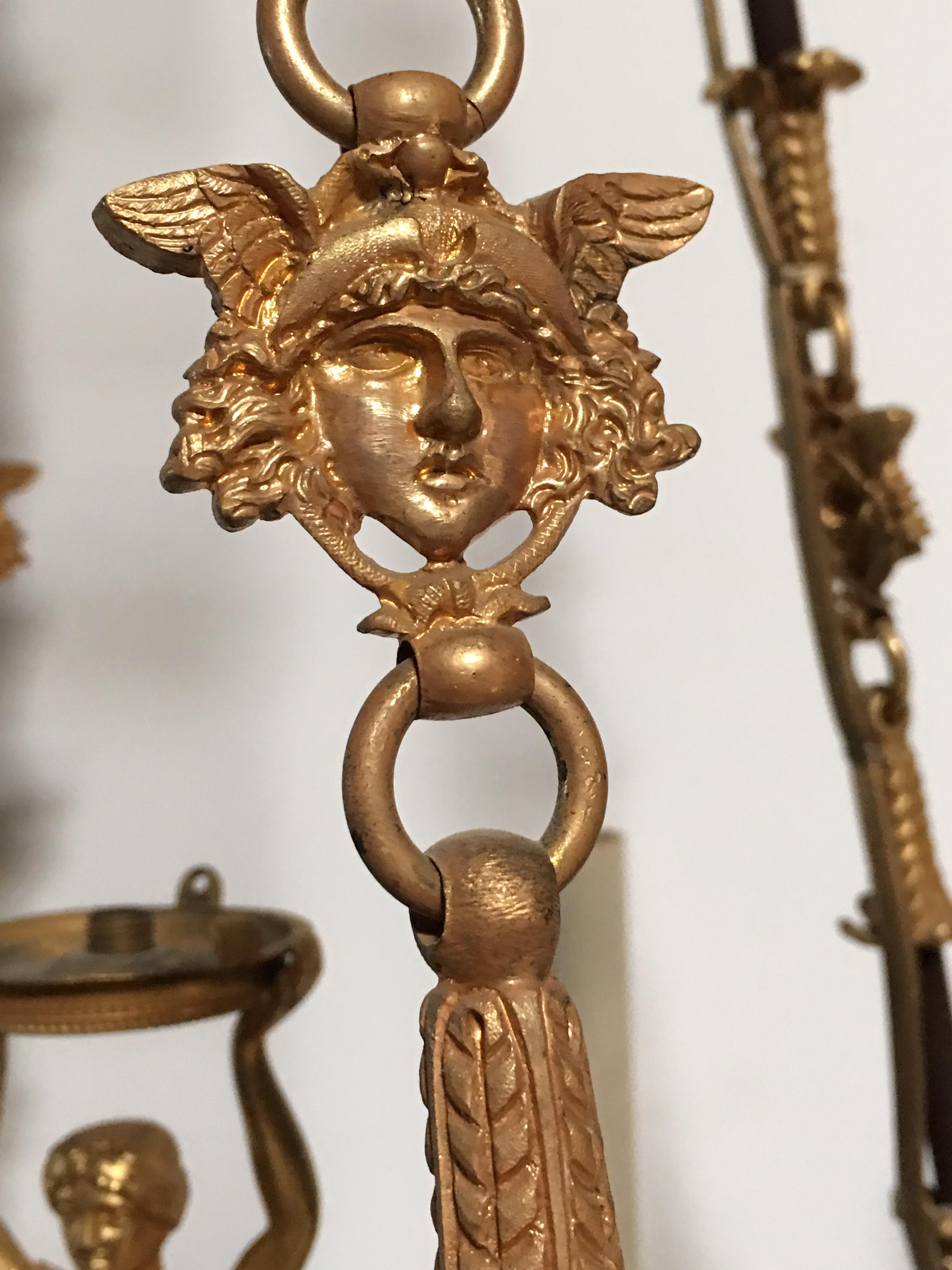 Kronleuchter im Empire-Stil aus Bronze und Bronze, 19. Jahrhundert im Angebot 7